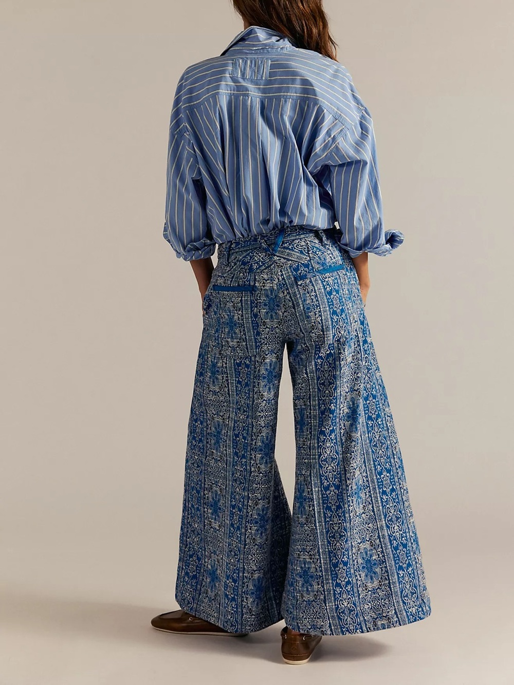 Free People Dahlia Wide-Leg Pants in Blue NWT - Picture 2 of 7